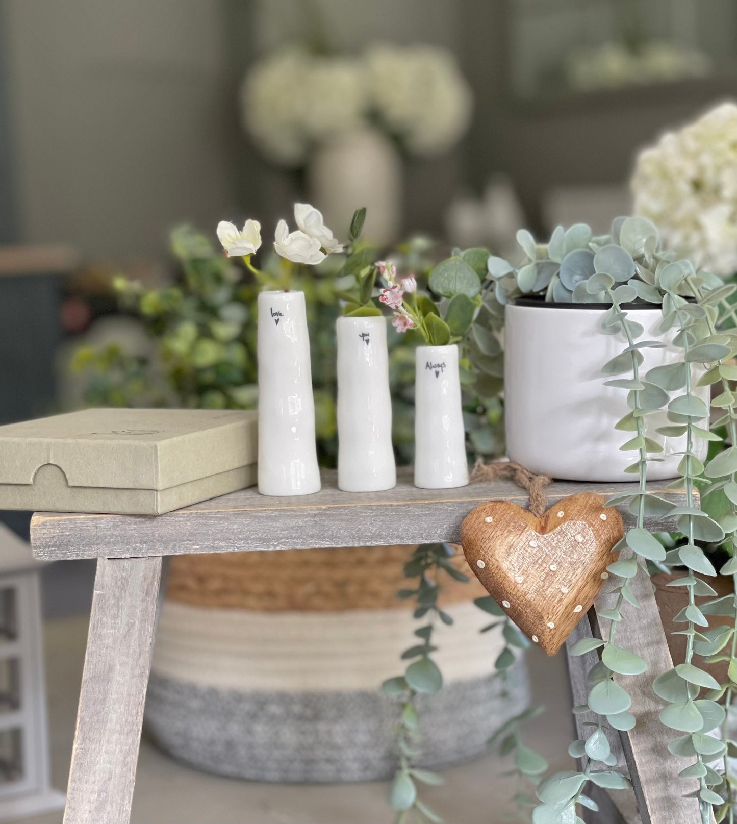 Set of 3 Porcelain Bud Vases - Love, You, Always