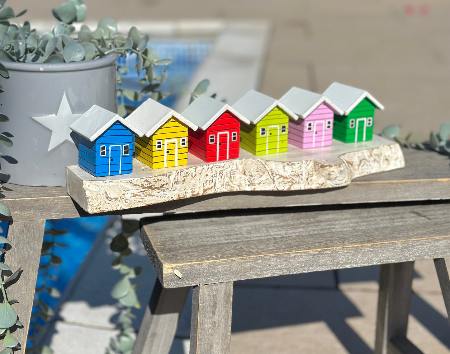 Brightly Coloured Beach Huts on a Block - 2 colour options available