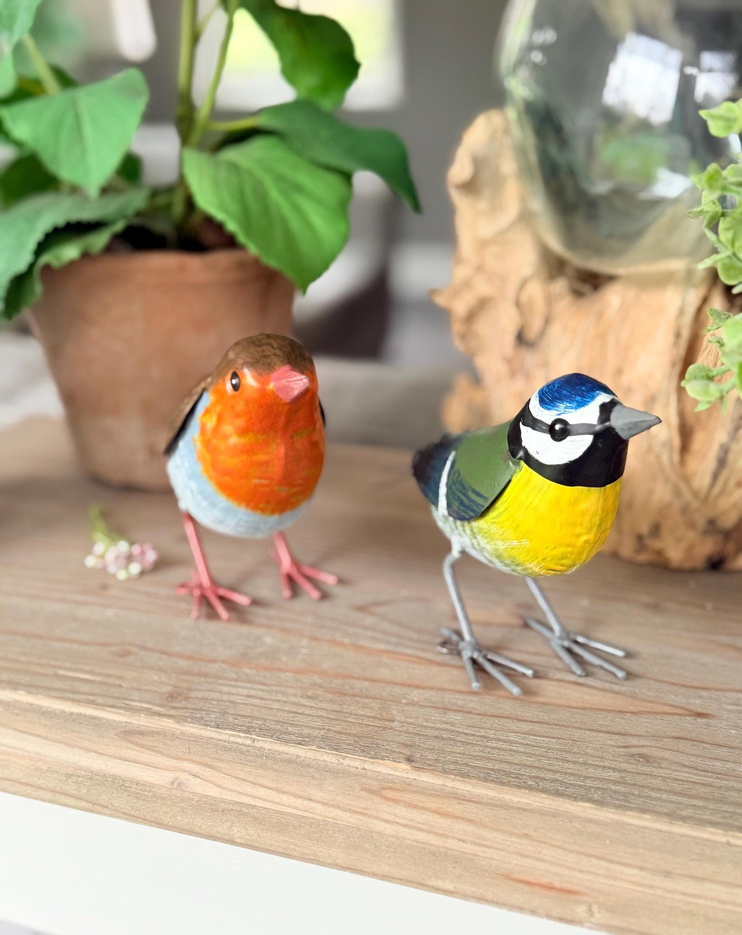 Gorgeous Carved Metal Bluetit or Robin - Each sold Individually