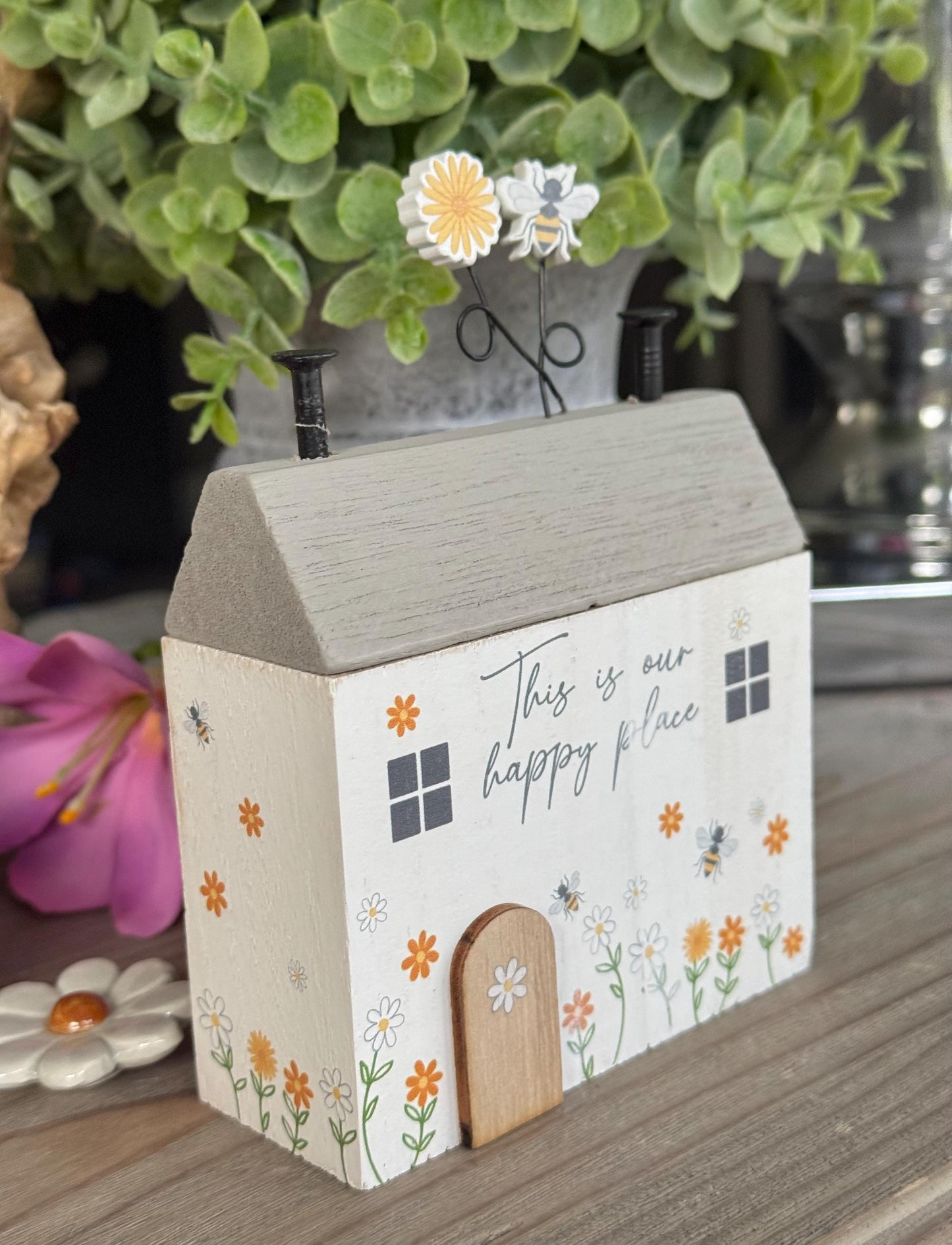 Wooden House Block  "This Is Our Happy Place"