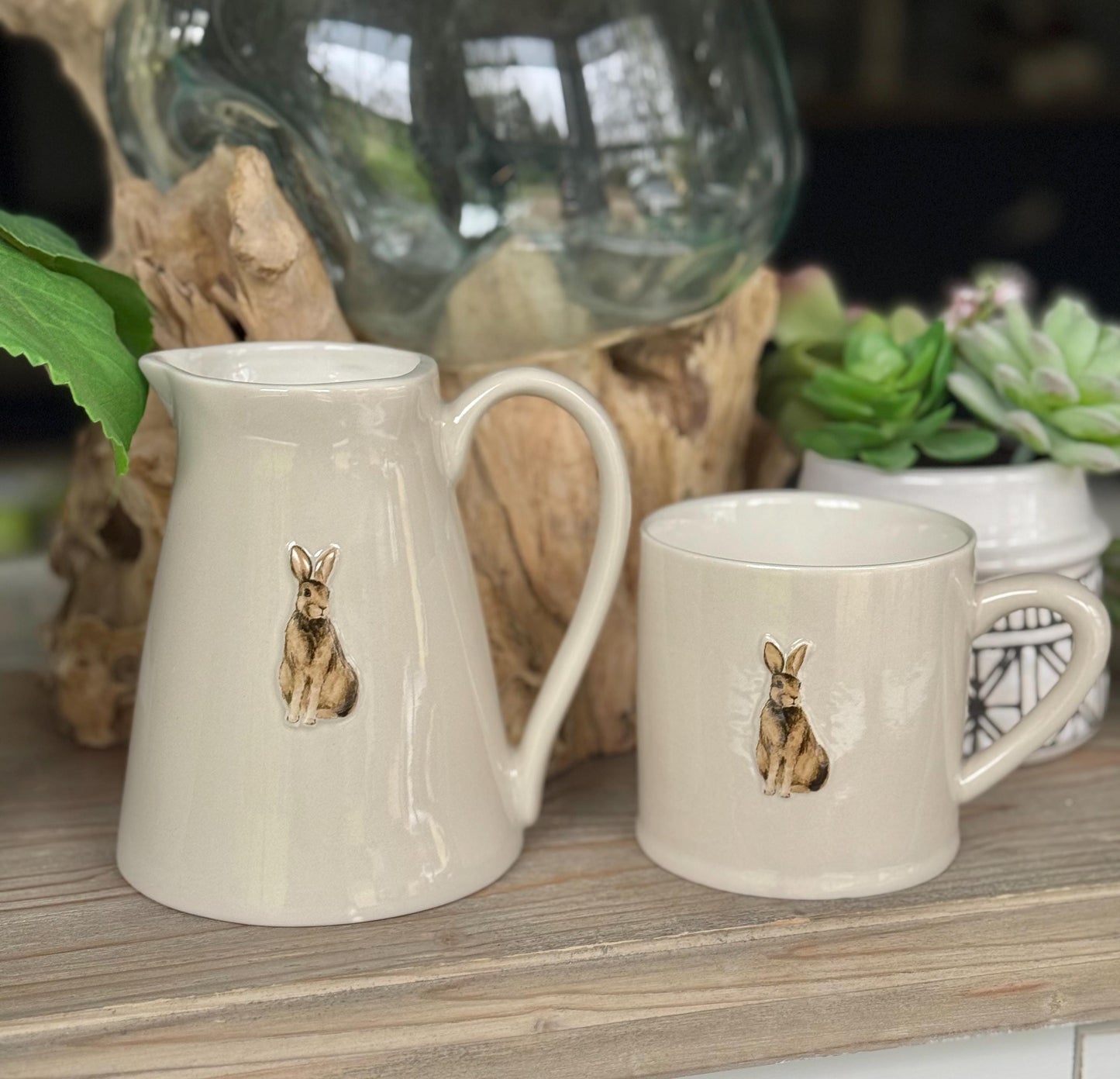 Stoneware Embossed Hare Mug
