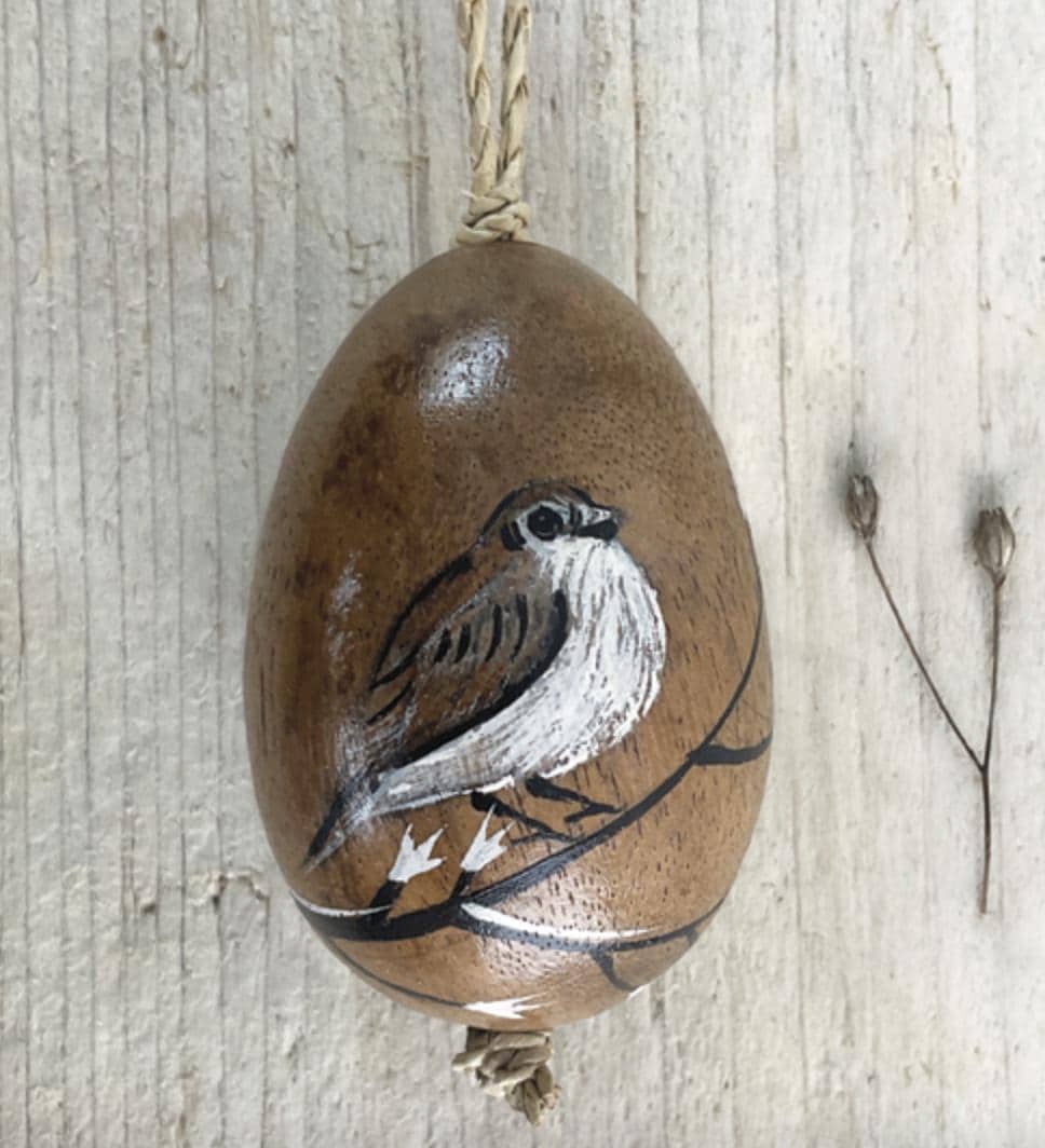 Wooden Painted Wild Bird Hanging Egg - 5 Options Available