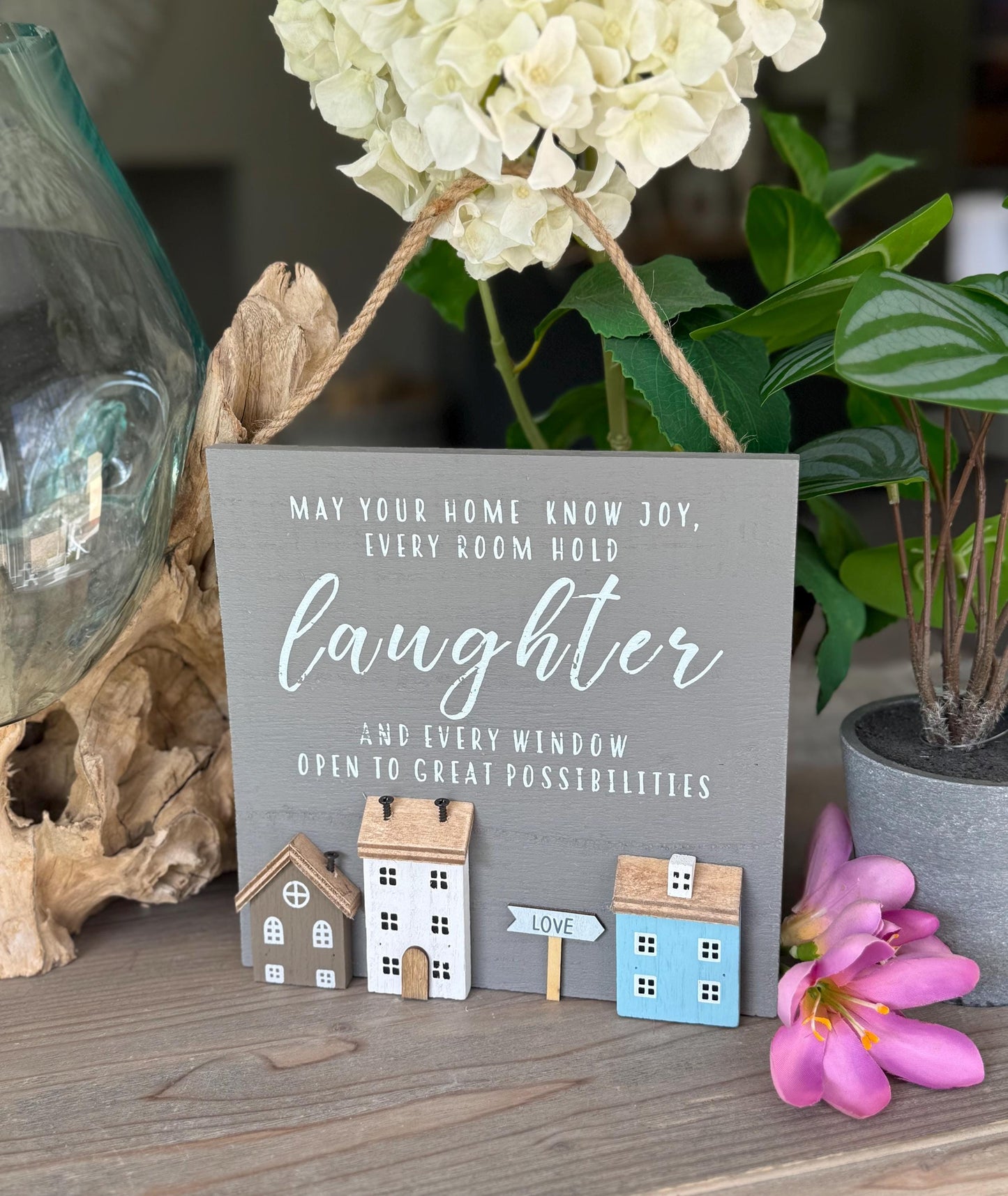 Grey Wooden Home Sign 'May Your Home Know Joy.