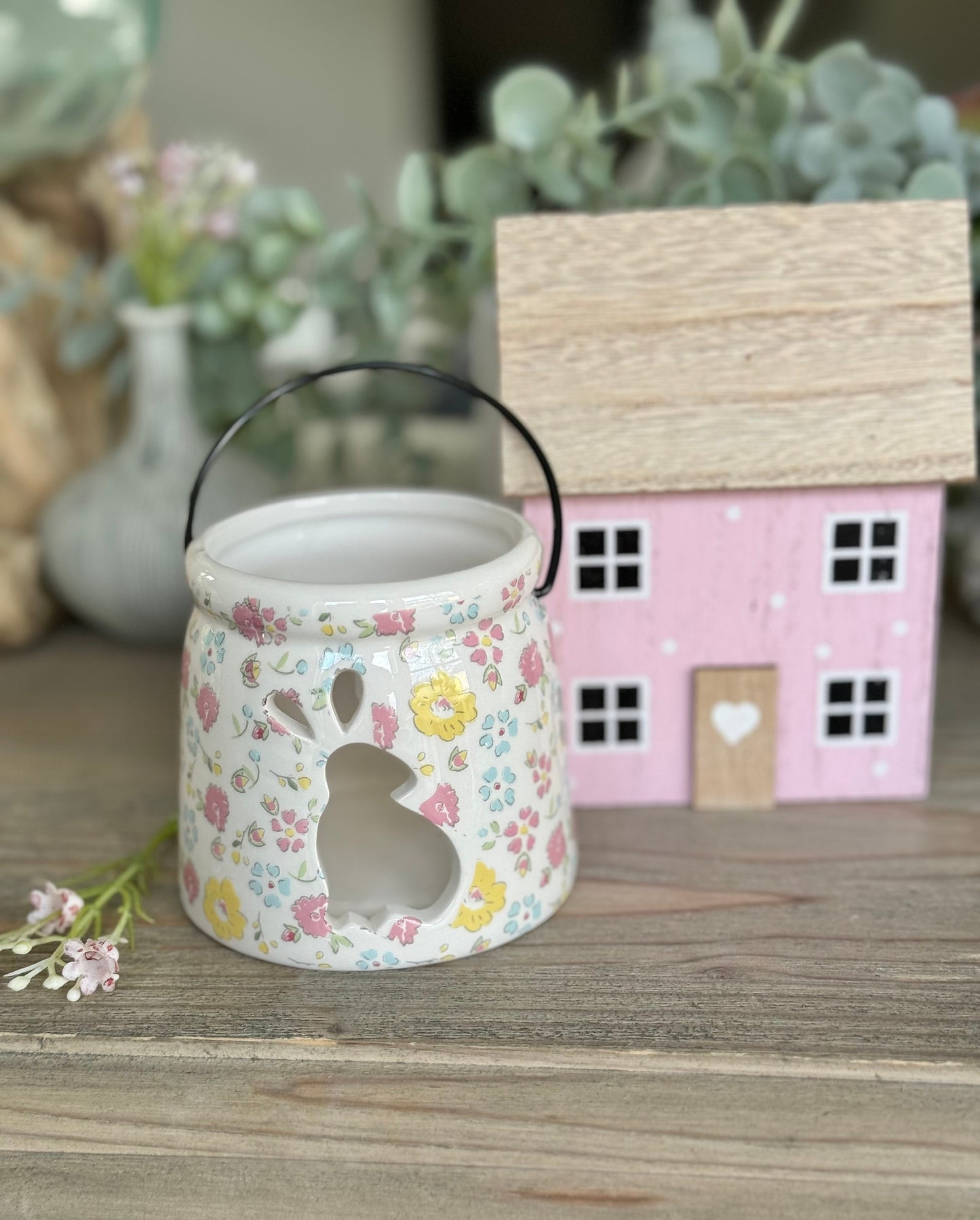 Bunny Tea Light Holders with Floral Prints