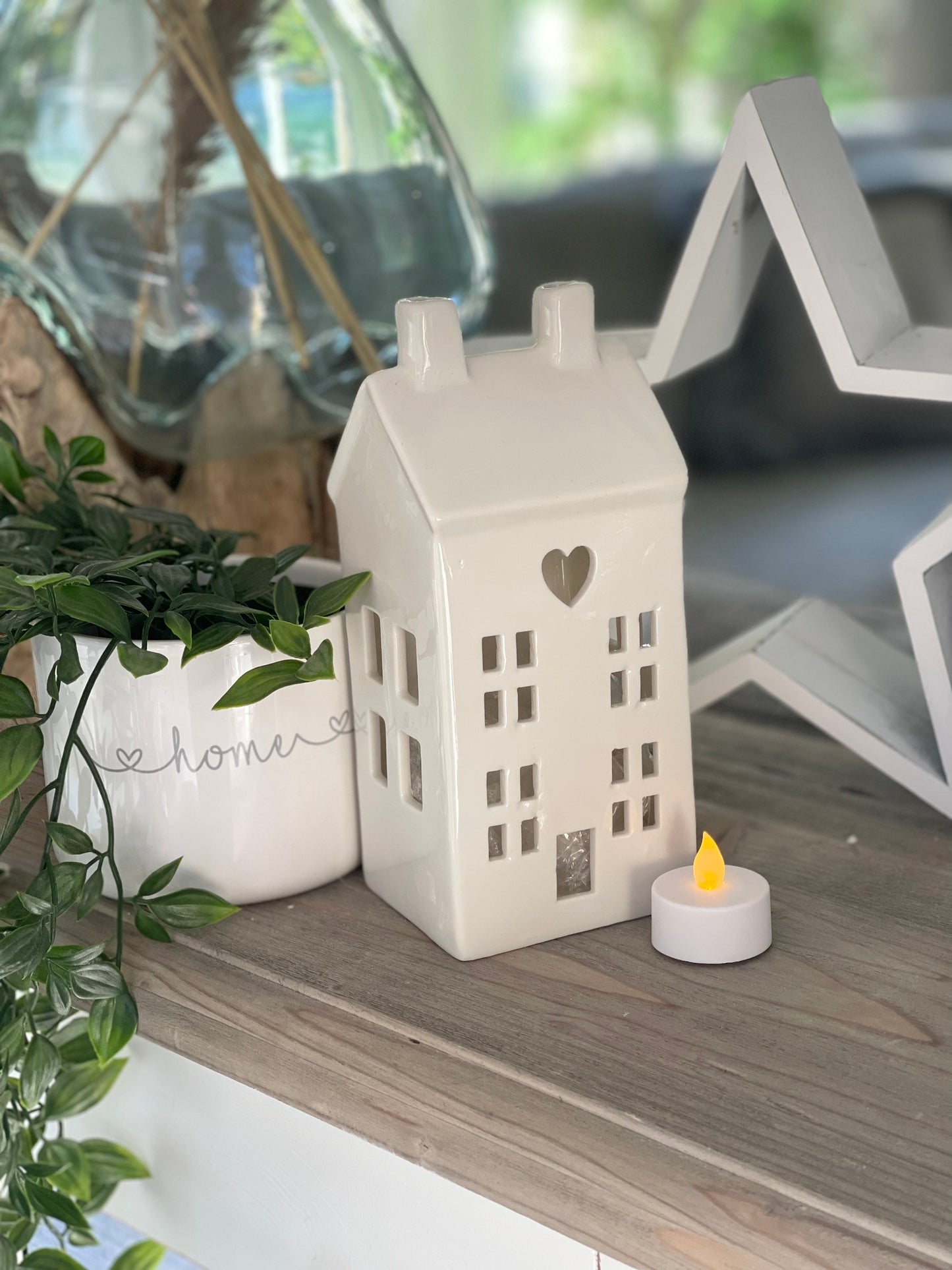 Large Ceramic LED Heart House - 2 Colours Available