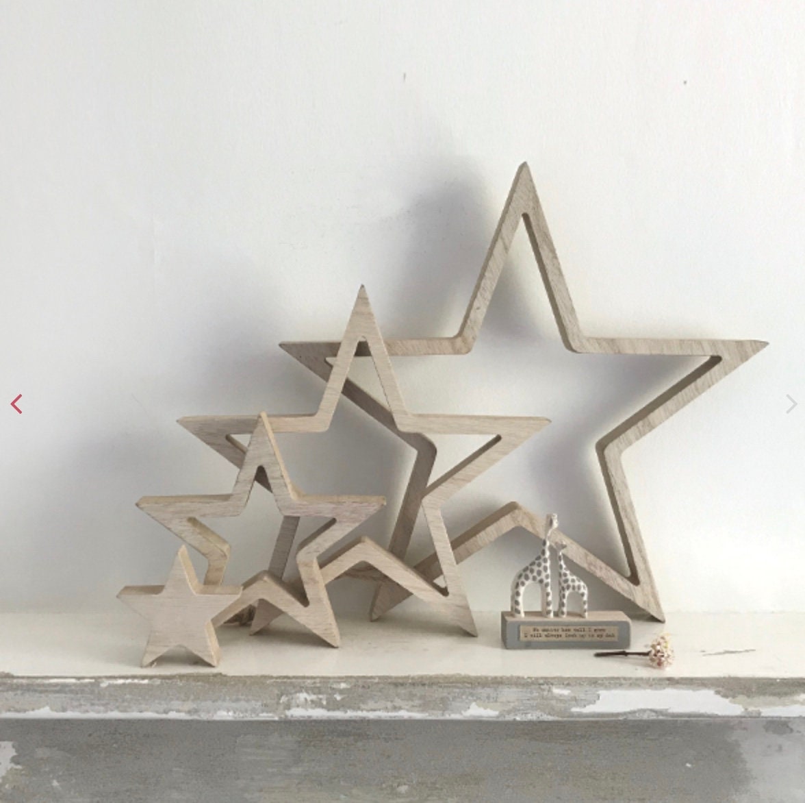Natural Wooden Stars.  Set of 4