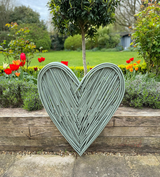 Large Garden Green Wicker Heart- 85cm