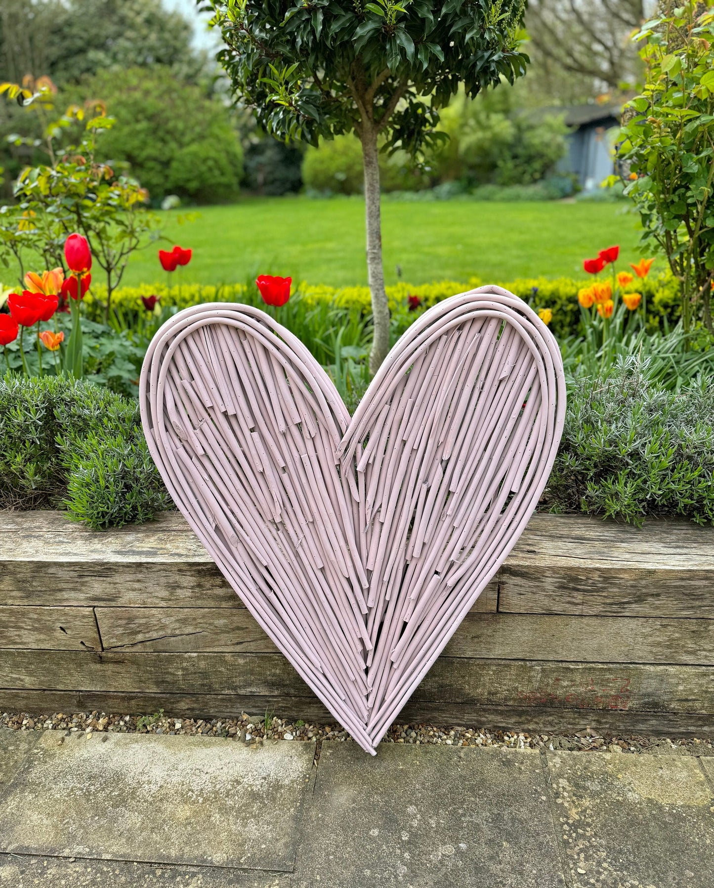 Large Rose Pink Wicker Heart- 85cm