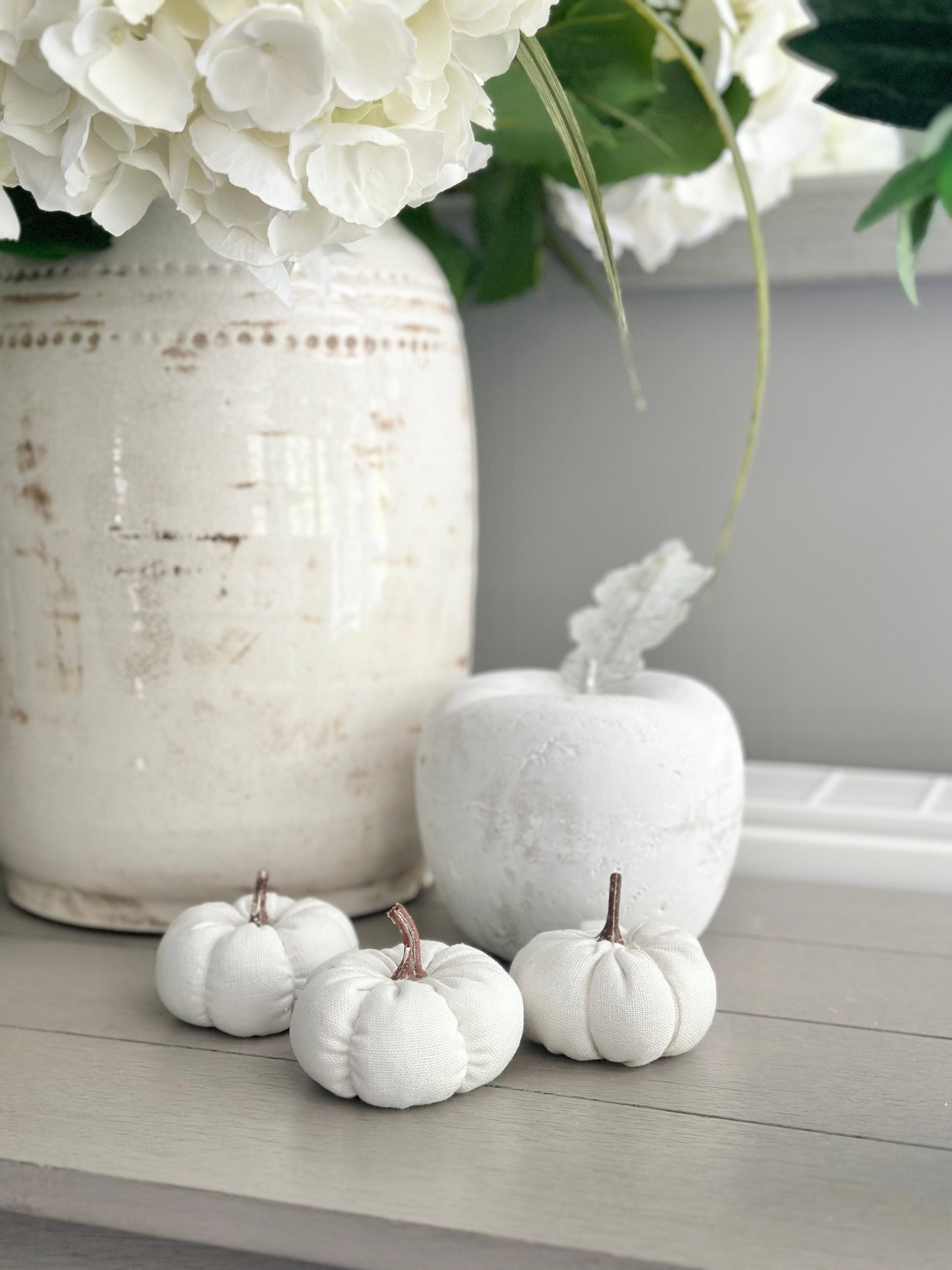 White Linen Pumpkins - Set of 3
