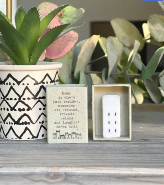 Home is where love resides - Matchbox Size Porcelain House