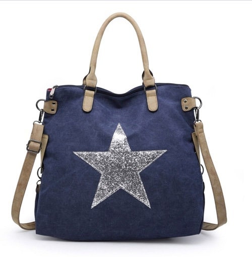 Canvas Star Bag - Navy Blue