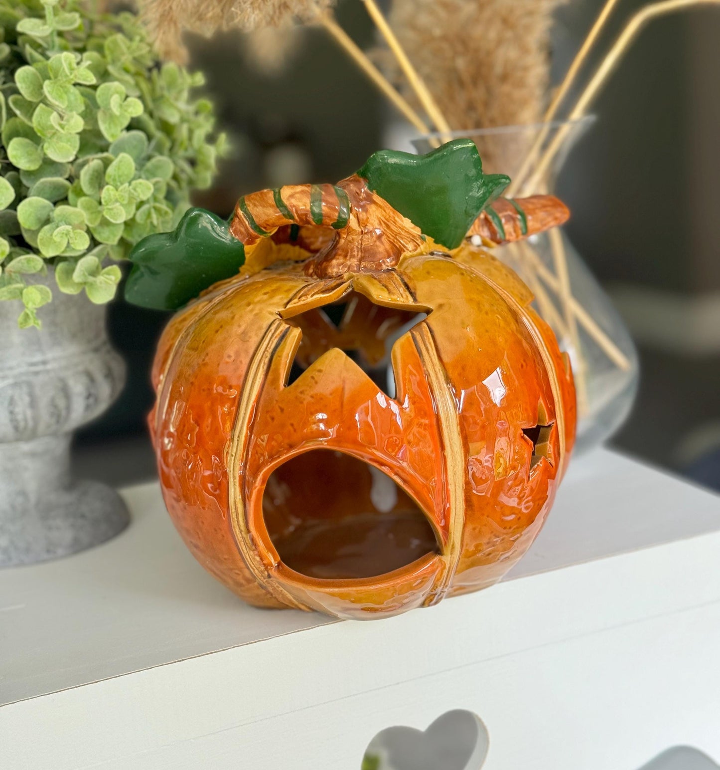 Glossy Ceramic Pumpkin Nite Lite Set