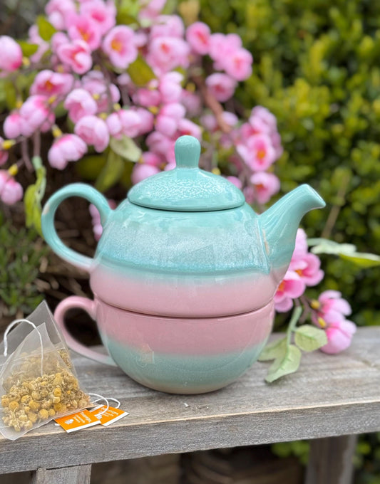 Pastel Ombre Tea For One Pink & Green