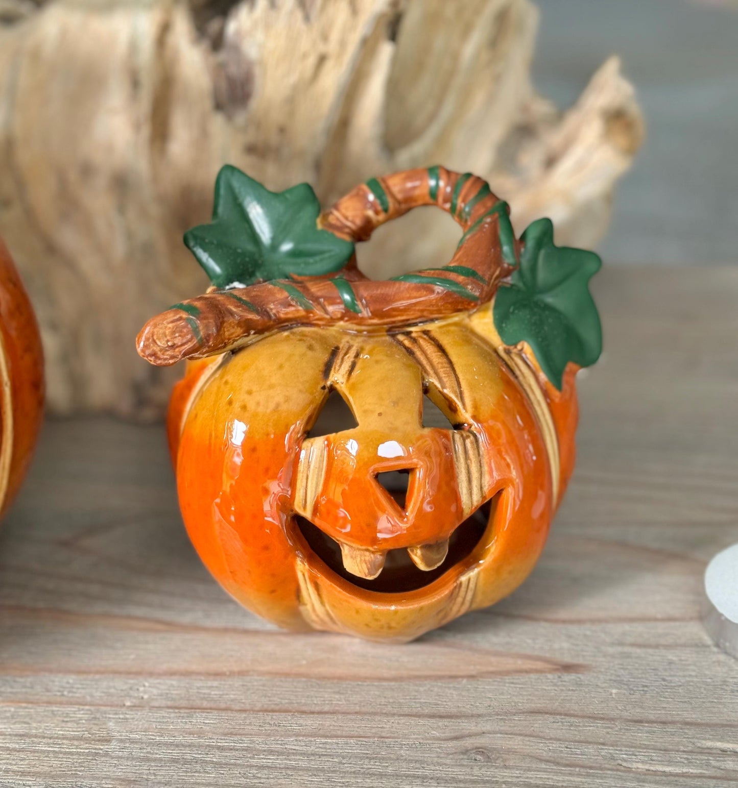 Glossy Ceramic Pumpkin Nite Lite Set