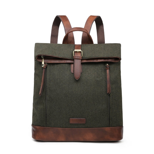 Khaki Green Herringbone Rucksack/Backpack