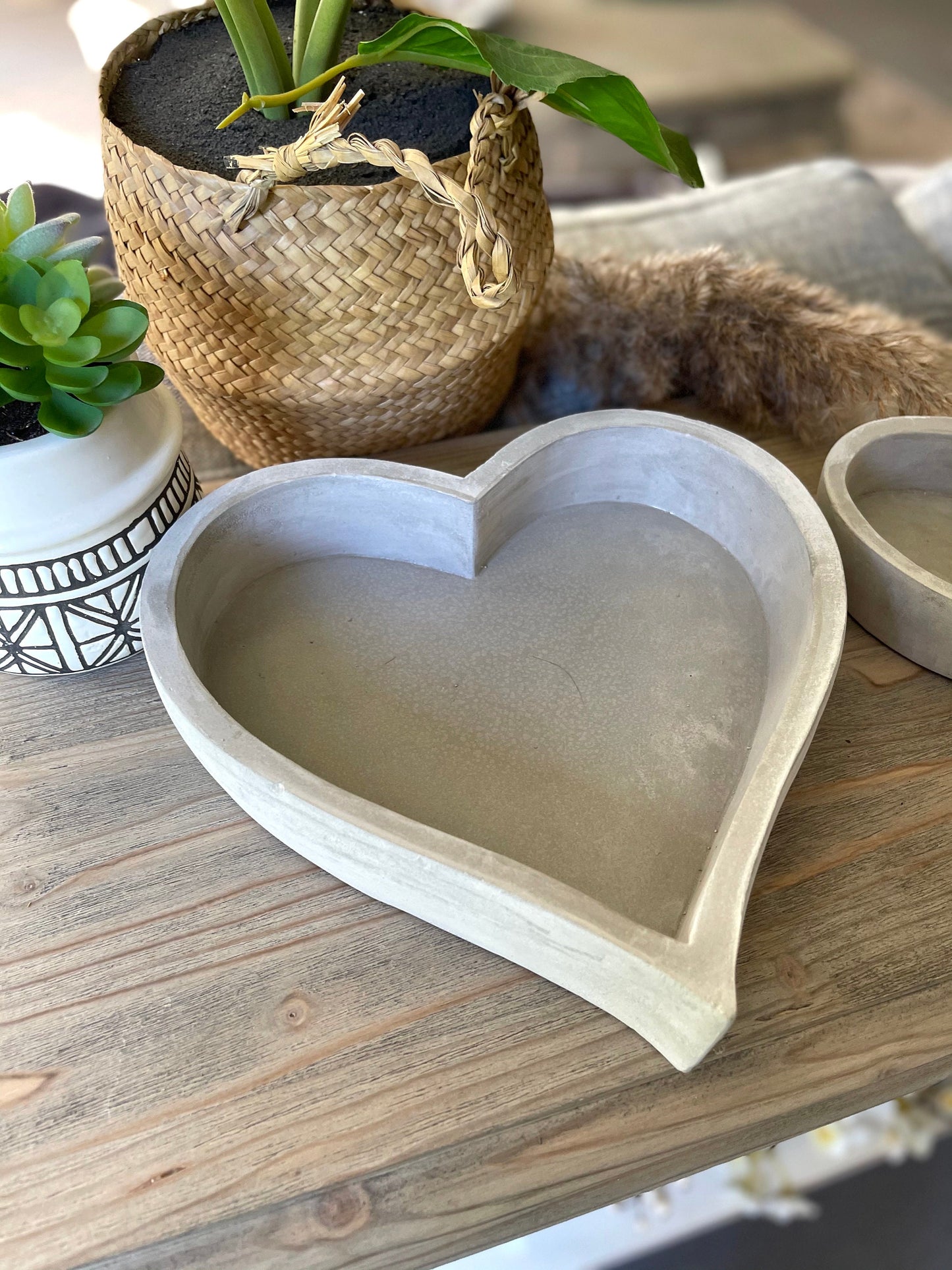 Cement Heart Tray  - 3 sizes