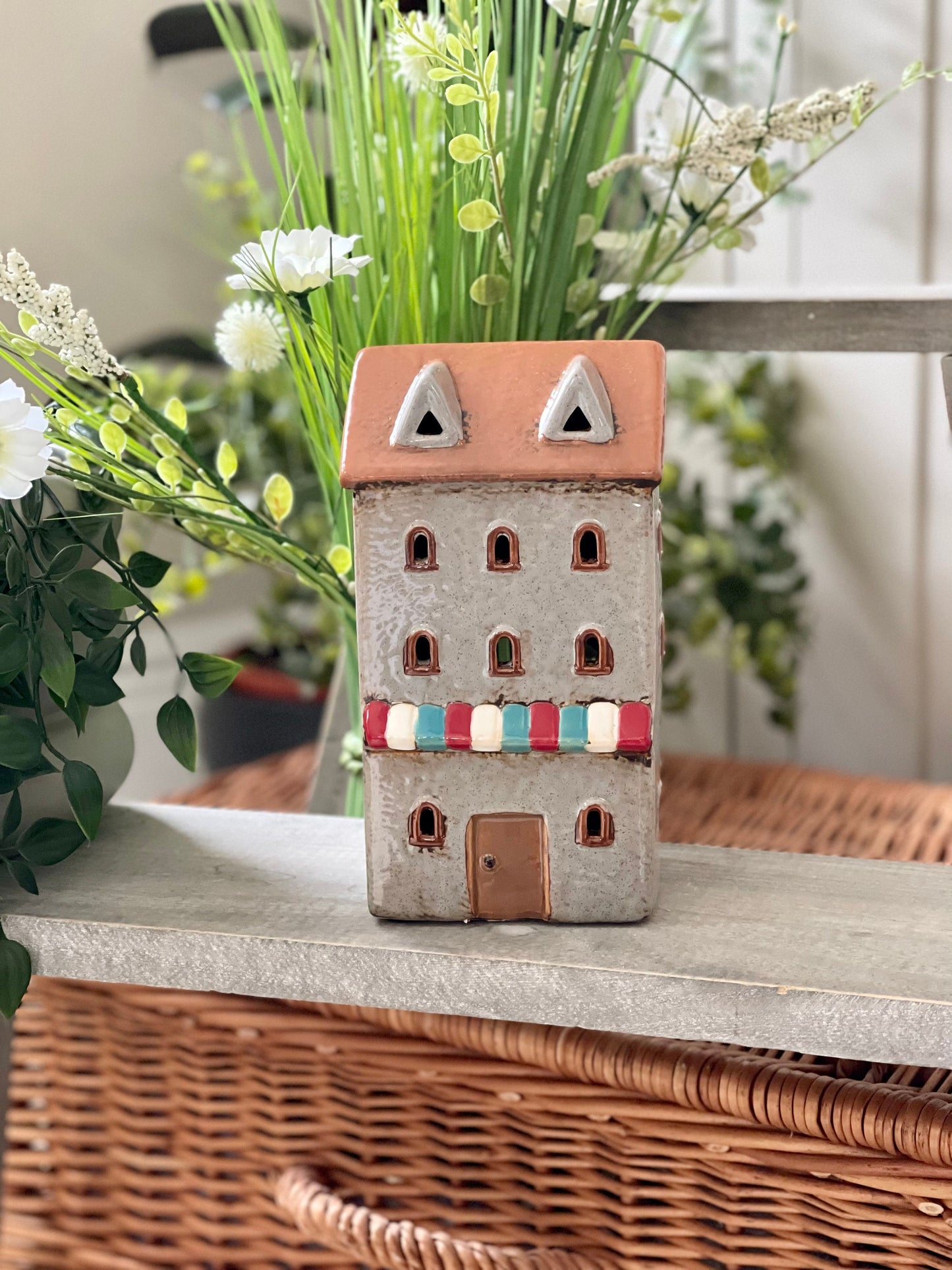 Ceramic House/Cottage Candle Holder - 18cm