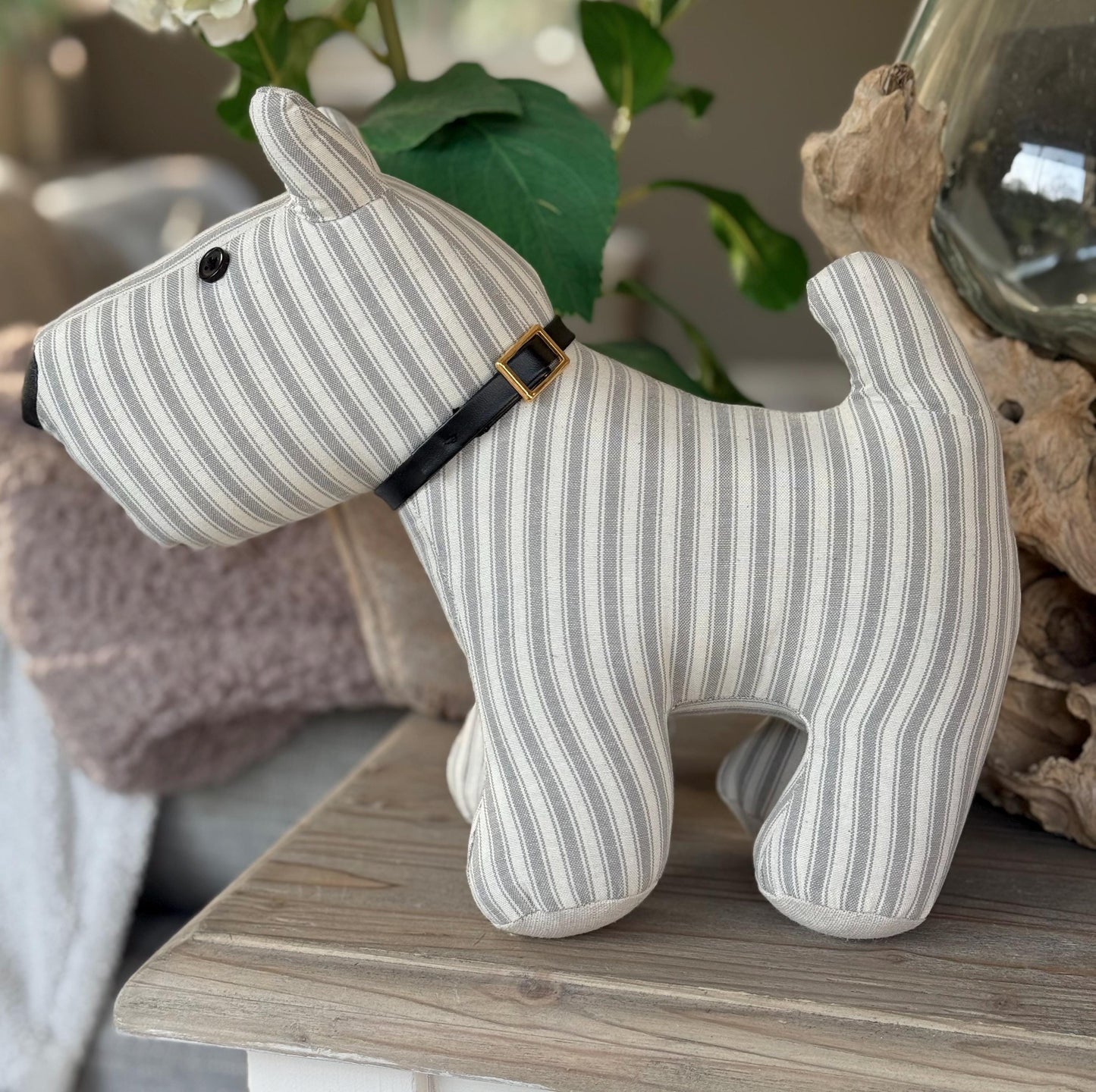 Grey Striped Terrier Dog Doorstop