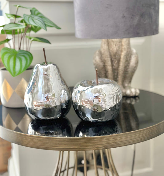 Ceramic Chrome Apple/Pear Decoration.  Sold Individually