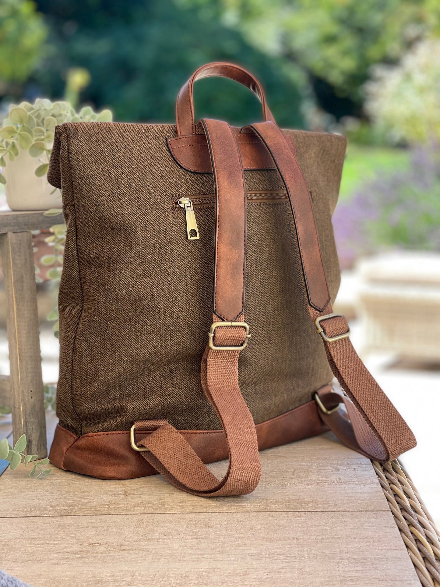 Dark Taupe Herringbone Rucksack