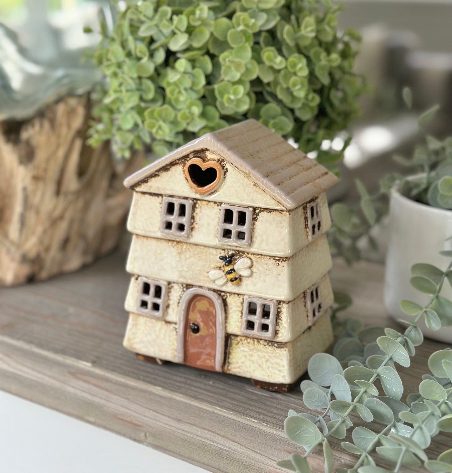 Ceramic Beehive House Cream Tea Light