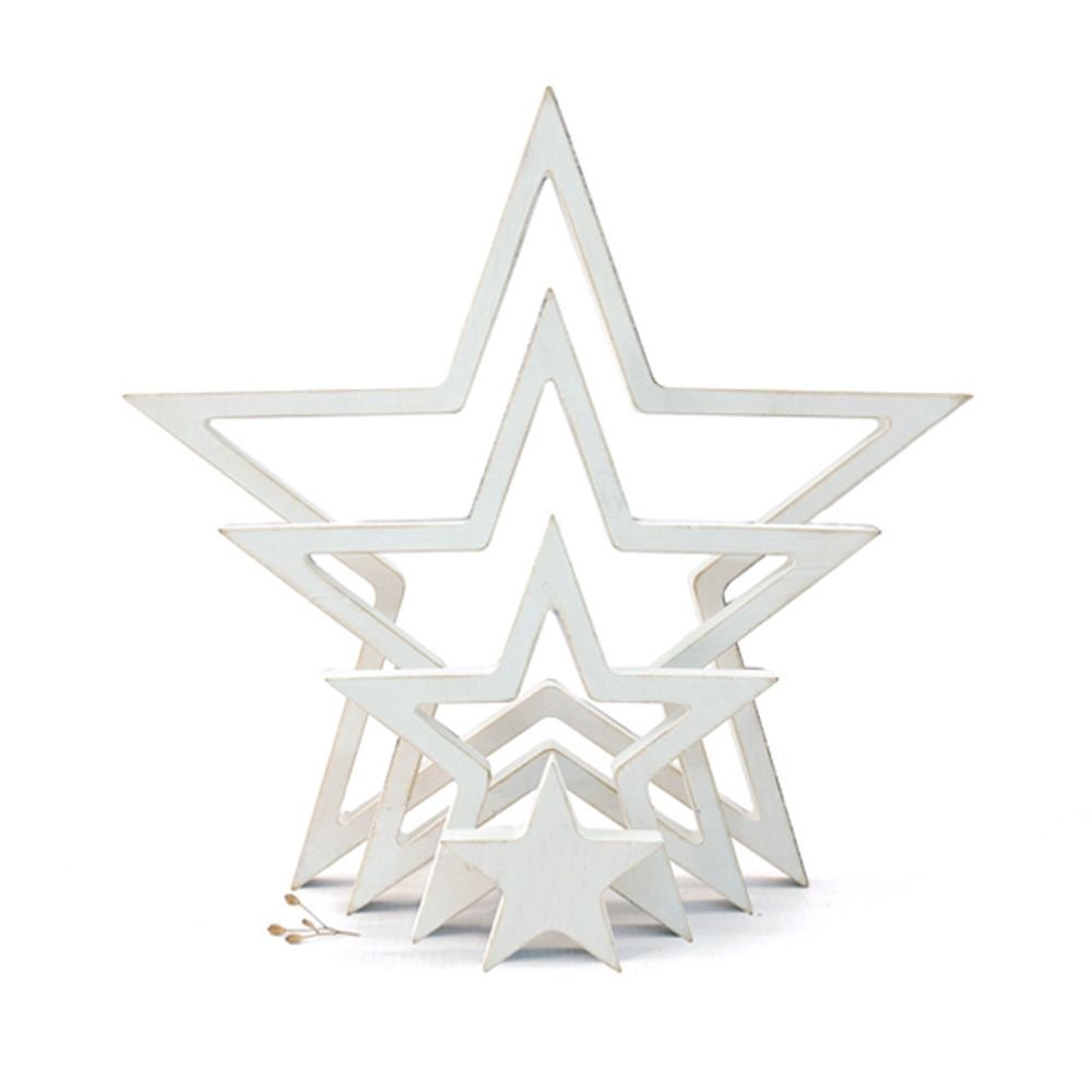 White Wooden Stars. Set of 4