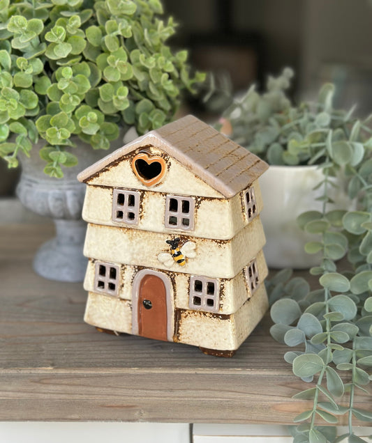 Ceramic Beehive House Cream Tea Light