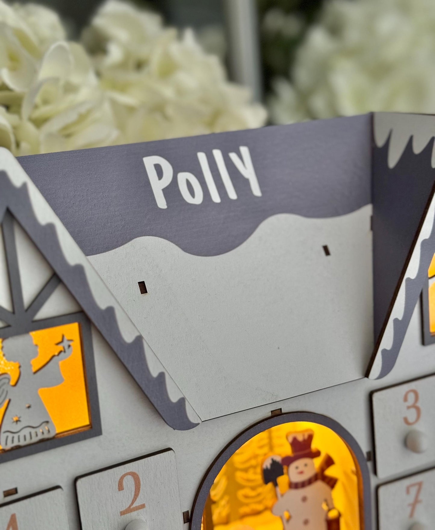 White Wooden LED Advent House