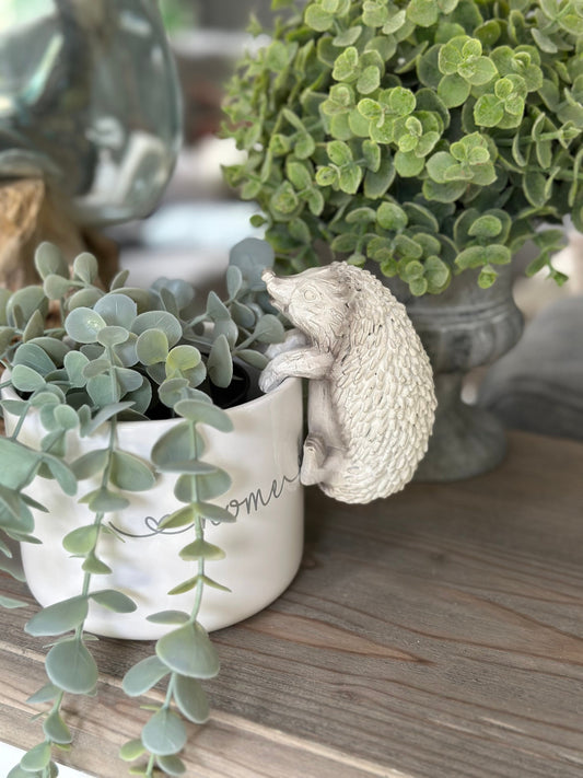White Hedgehog Pot Hanger