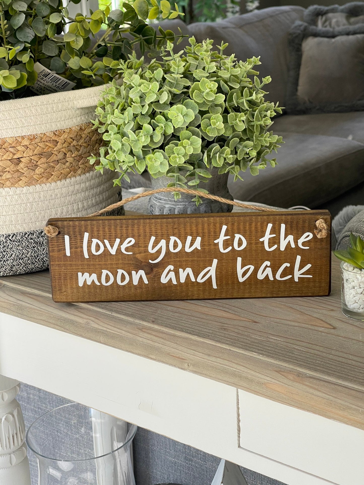 I Love You And The Moon and Back Wooden Sign. Available in 3 colours