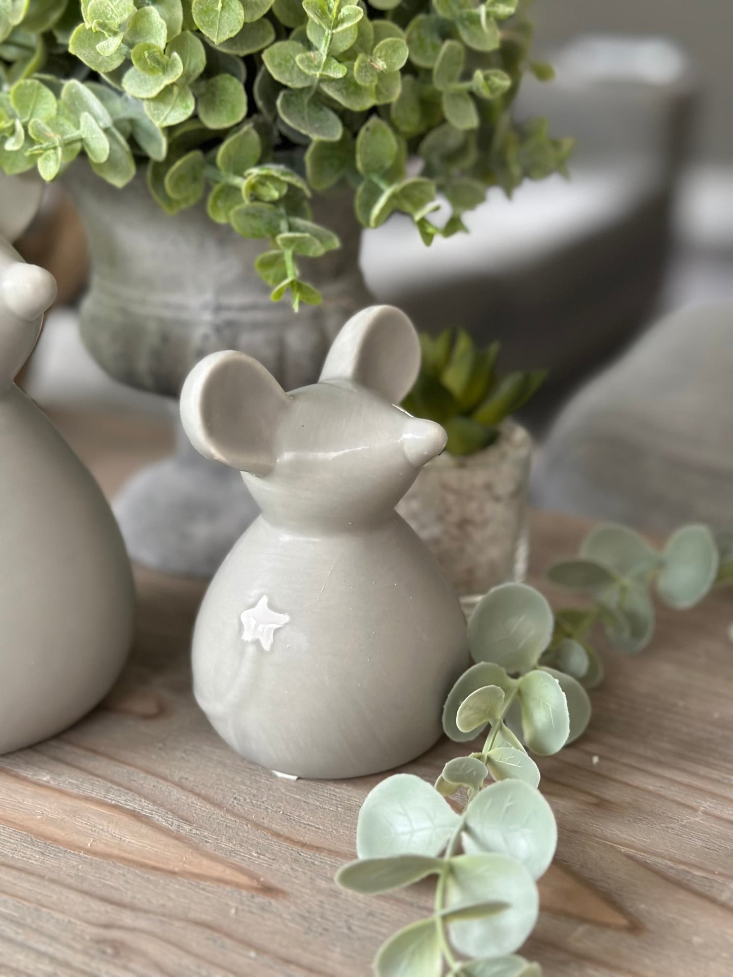 Grey Ceramic Mouse;  Available in 2 sizes.