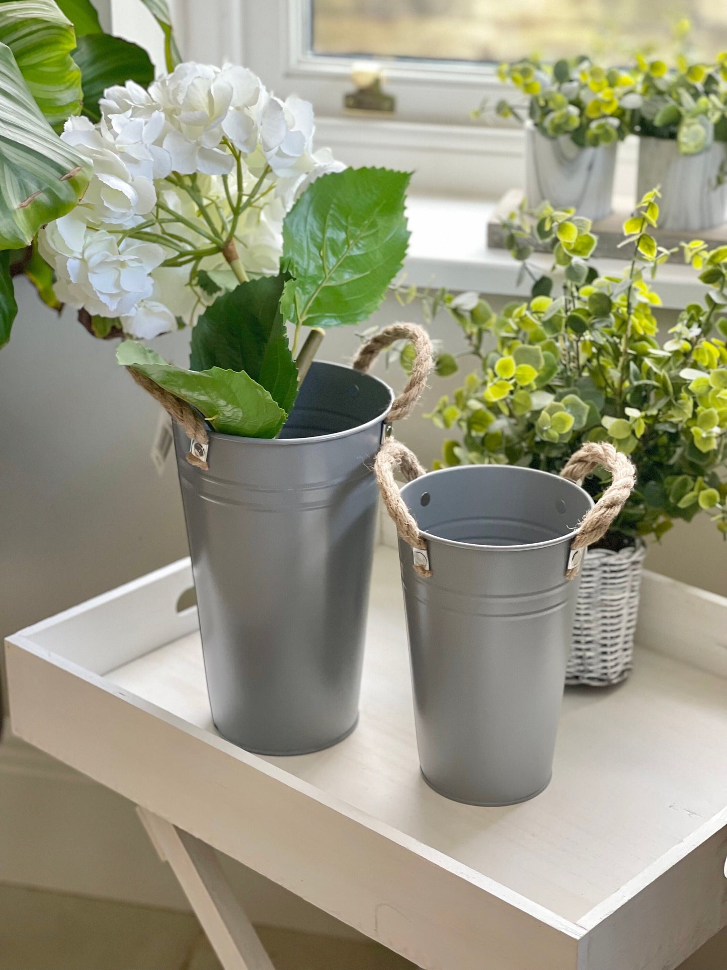 Grey Flower Bucket - 2 Sizes