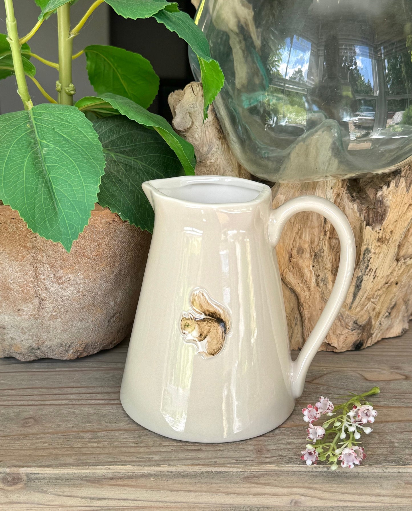 Stoneware Embossed Jug - Hare, Squirrel