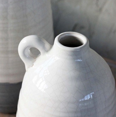 Biggie Best White/Grey Crackle Glazed Vase - 2 Sizes