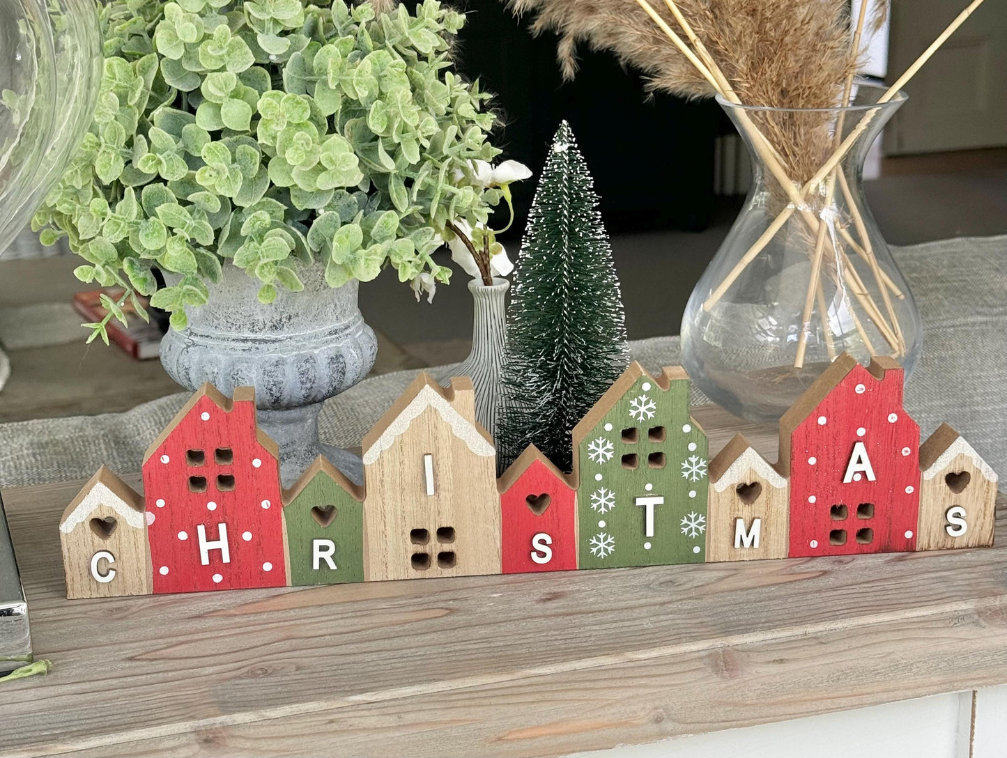Christmas Festive Houses Scene - 39cm