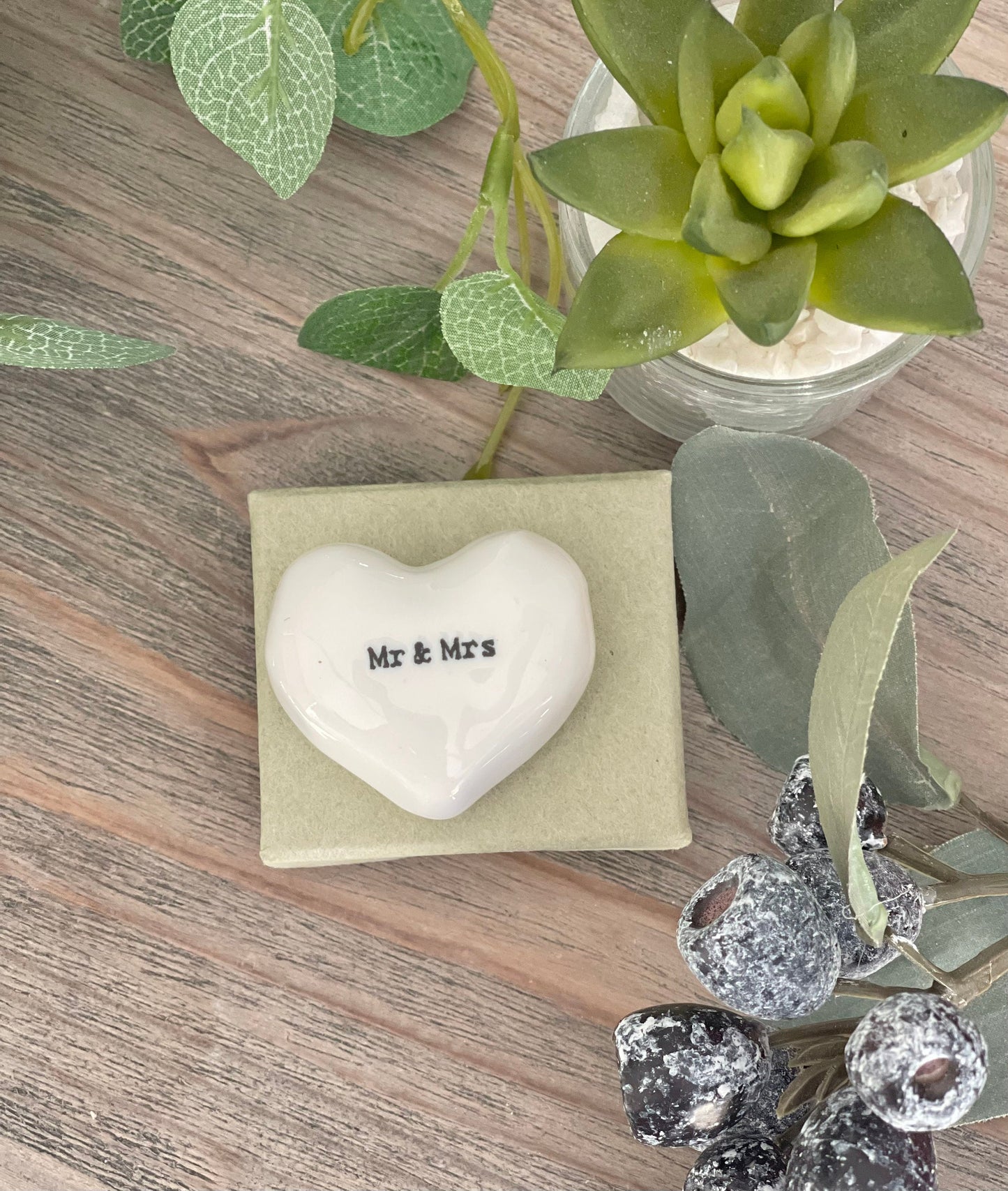 Mr & Mrs Porcelain Pebble Gift