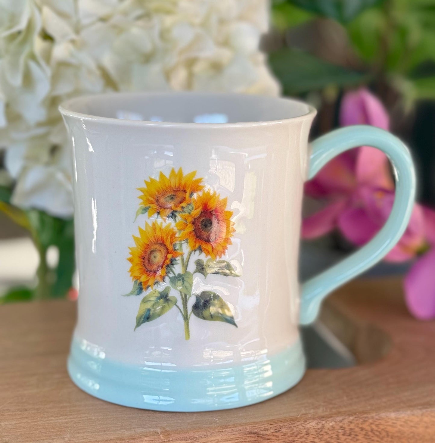 NEW Stoneware Embossed Mug - Rose, Sunflower, Thistle, Bluebells, Daffodil and Poppy