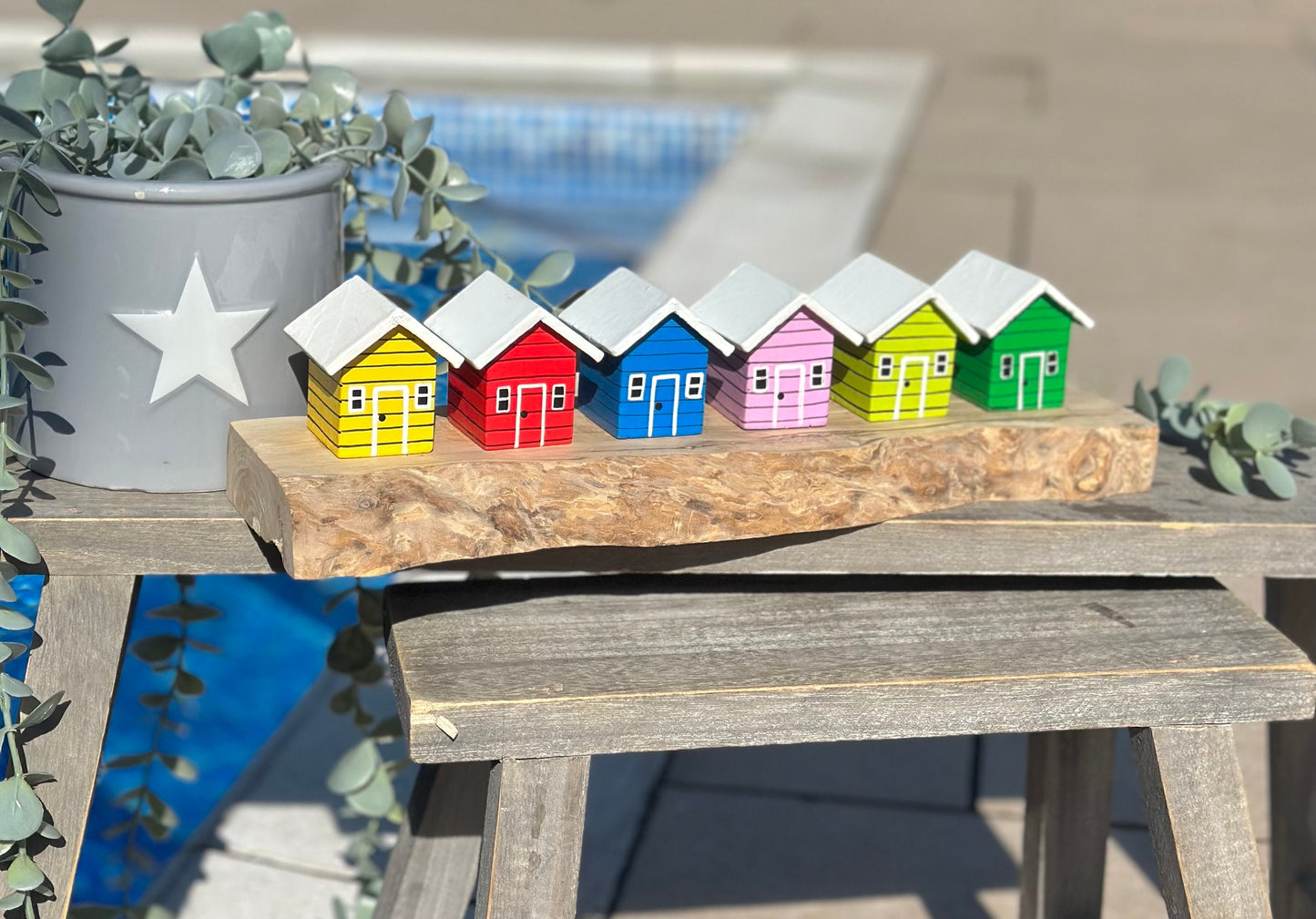 Brightly Coloured Beach Huts on a Block - 2 colour options available
