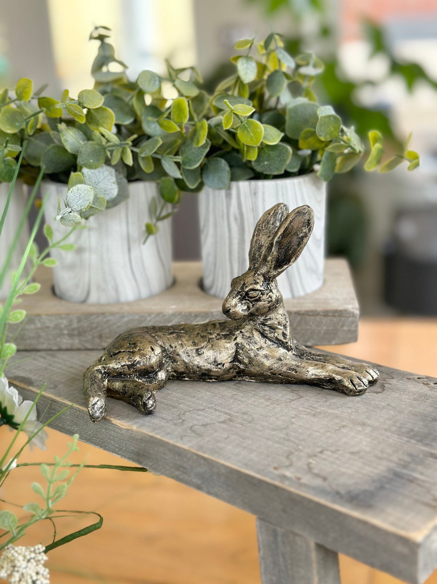 Bronzed Ornamental Lounging Hare