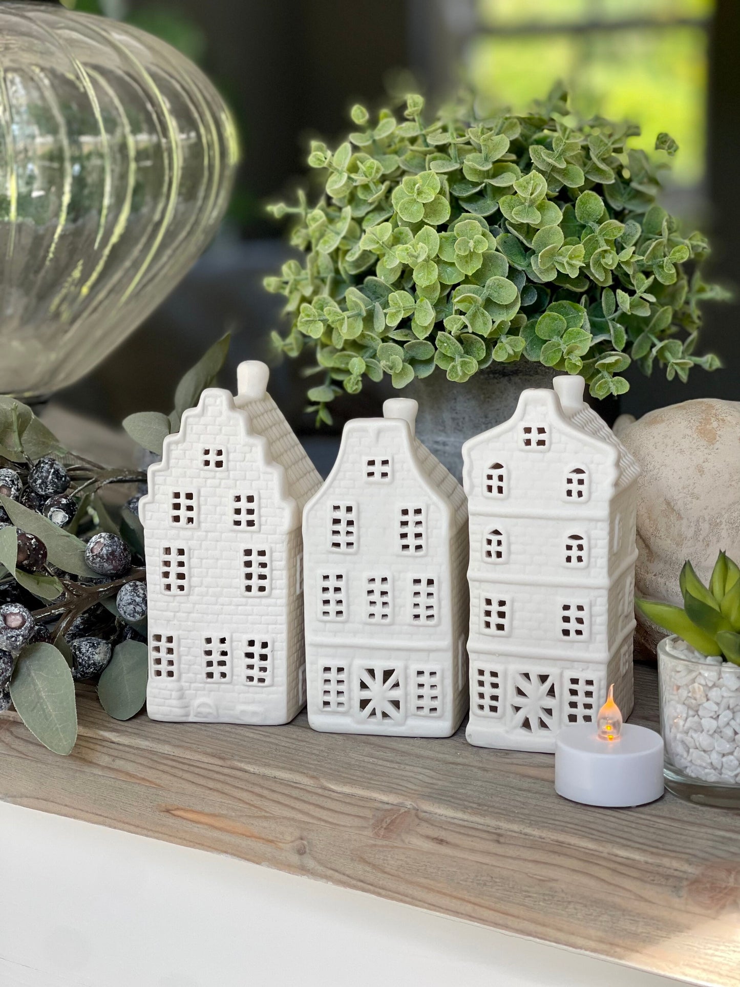 Porcelain White House Light Houses - 3 Design Options