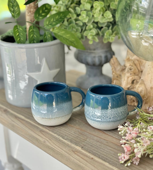 NEW! Mojave Glaze Espresso Blue Mug - Set Of 2