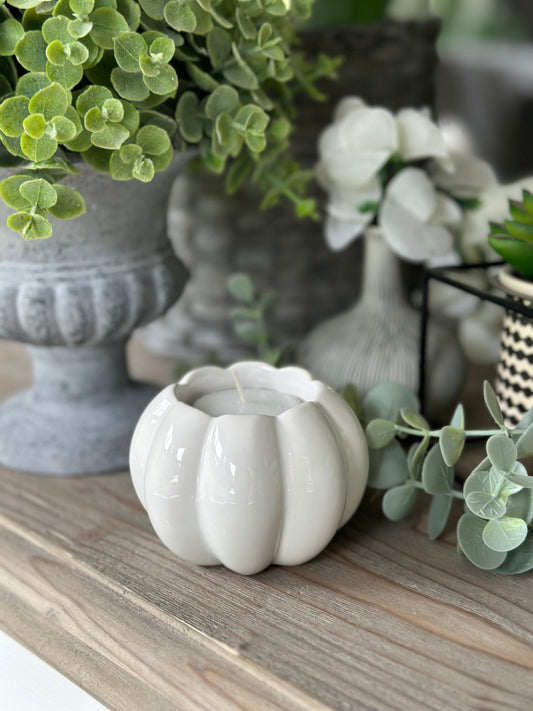 White Pumpkin Tea Light Holder