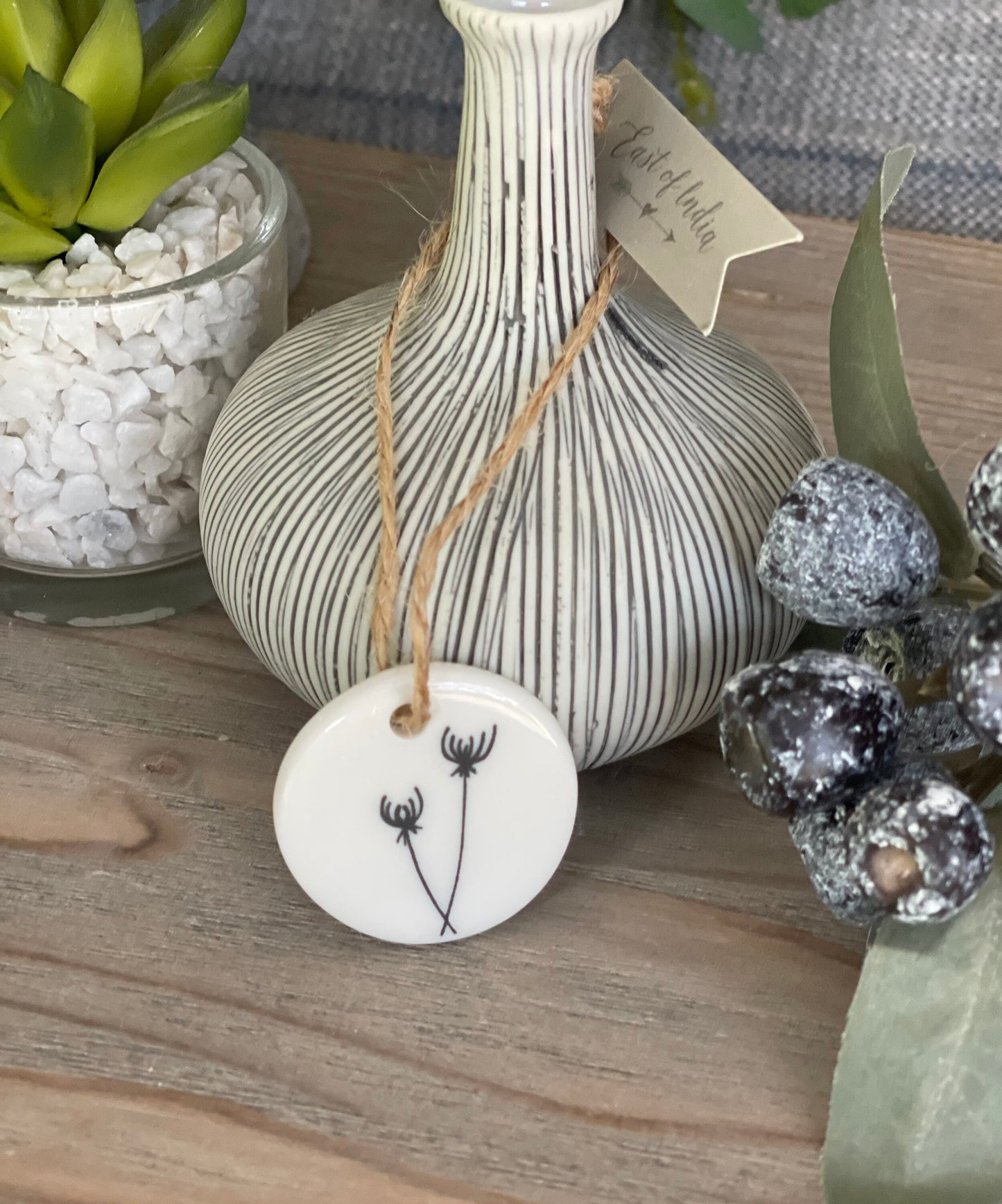 East Of India 'Happy Birthday’  Porcelain Hanging Token