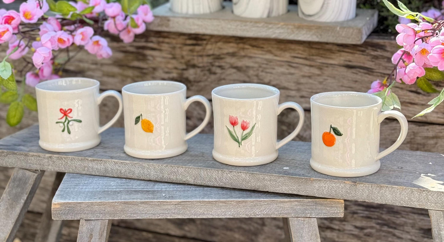 Beautiful Fruit/Floral Themed Embossed Mini Mug