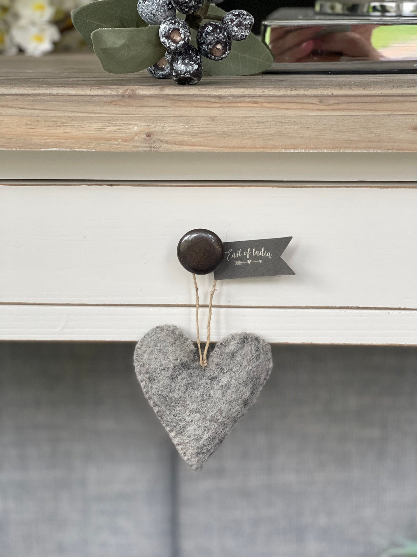 East of India Felt Hanging Heart - Available in 3 colours