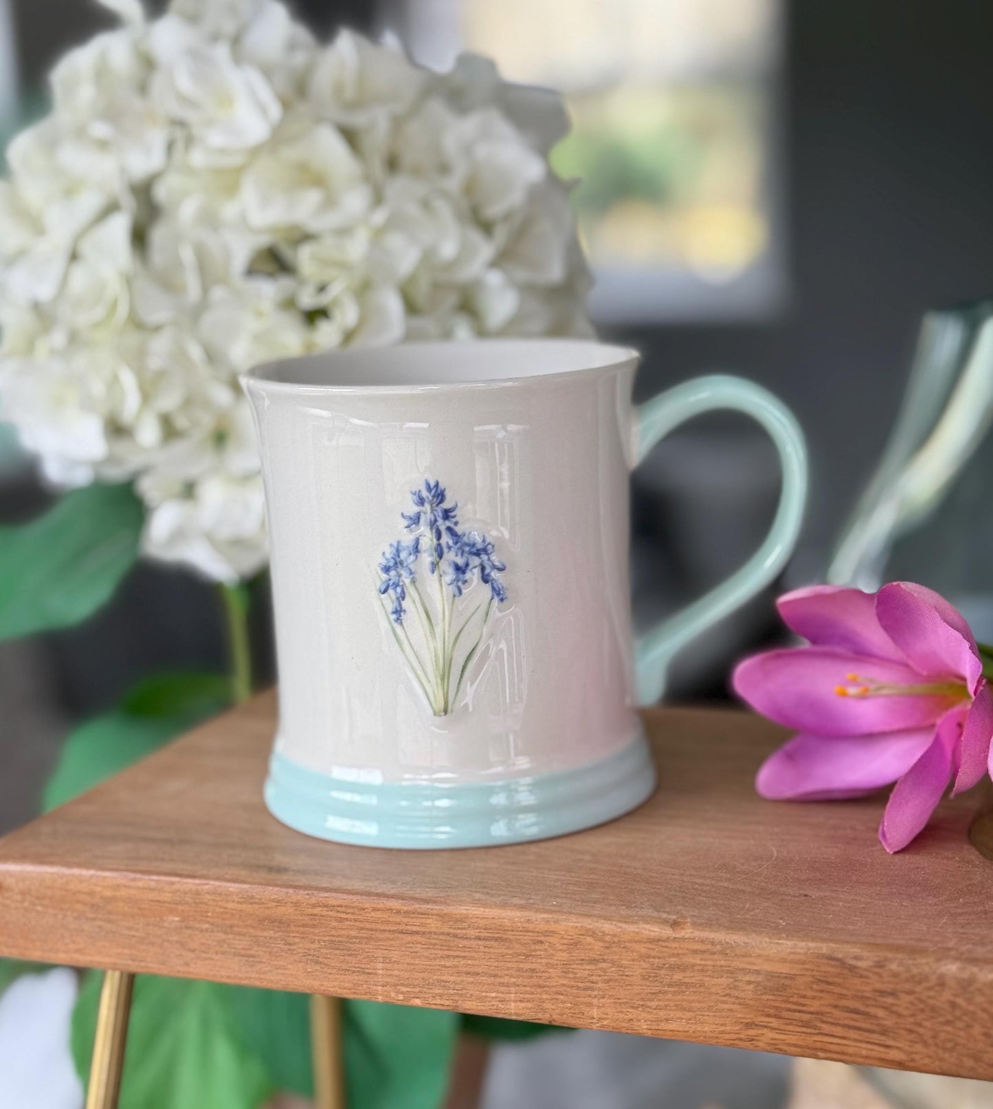 NEW Stoneware Embossed Mug - Rose, Sunflower, Thistle, Bluebells, Daffodil and Poppy