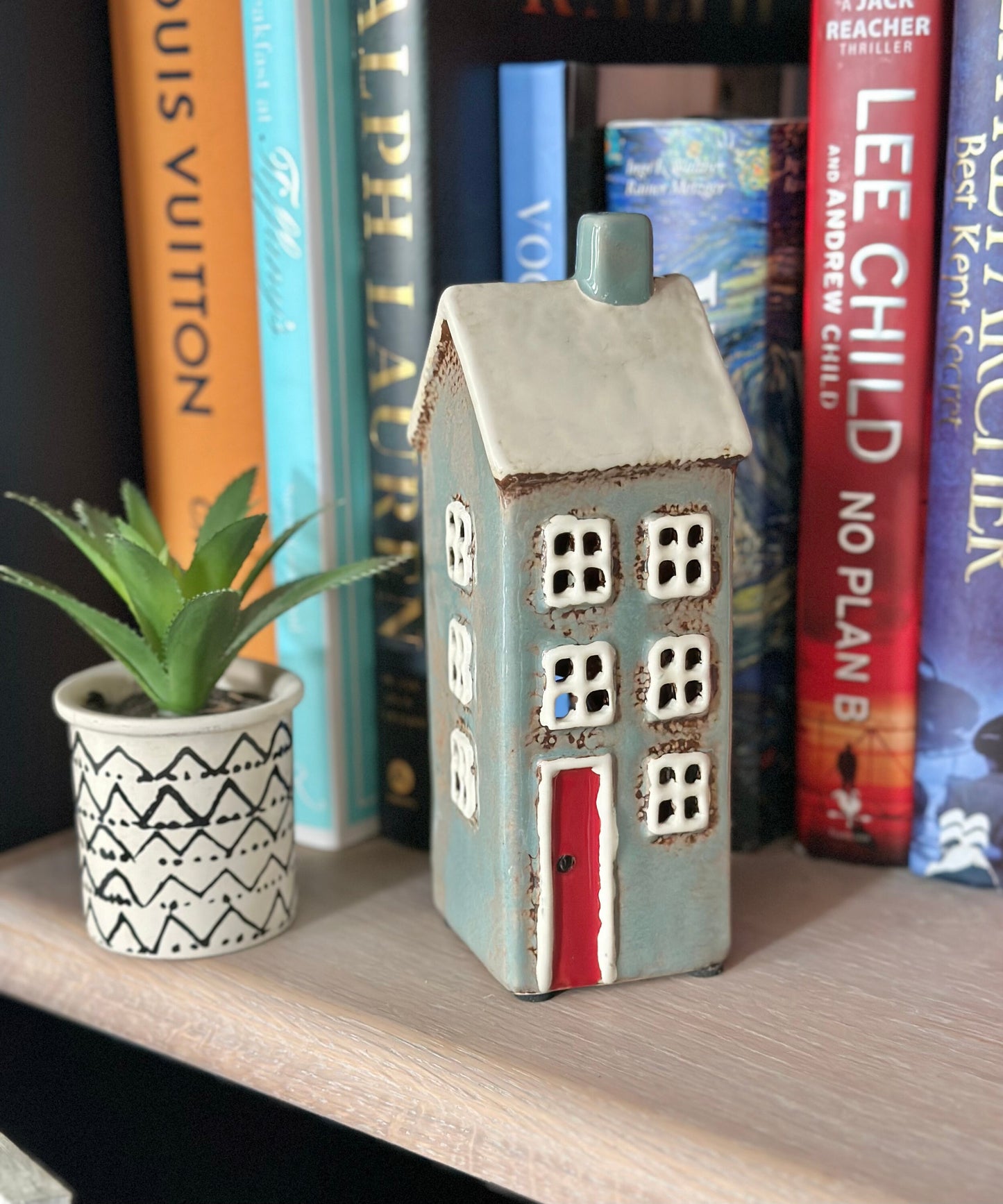 Glazed Ceramic Town House Tea lights - Available in 3 designs.