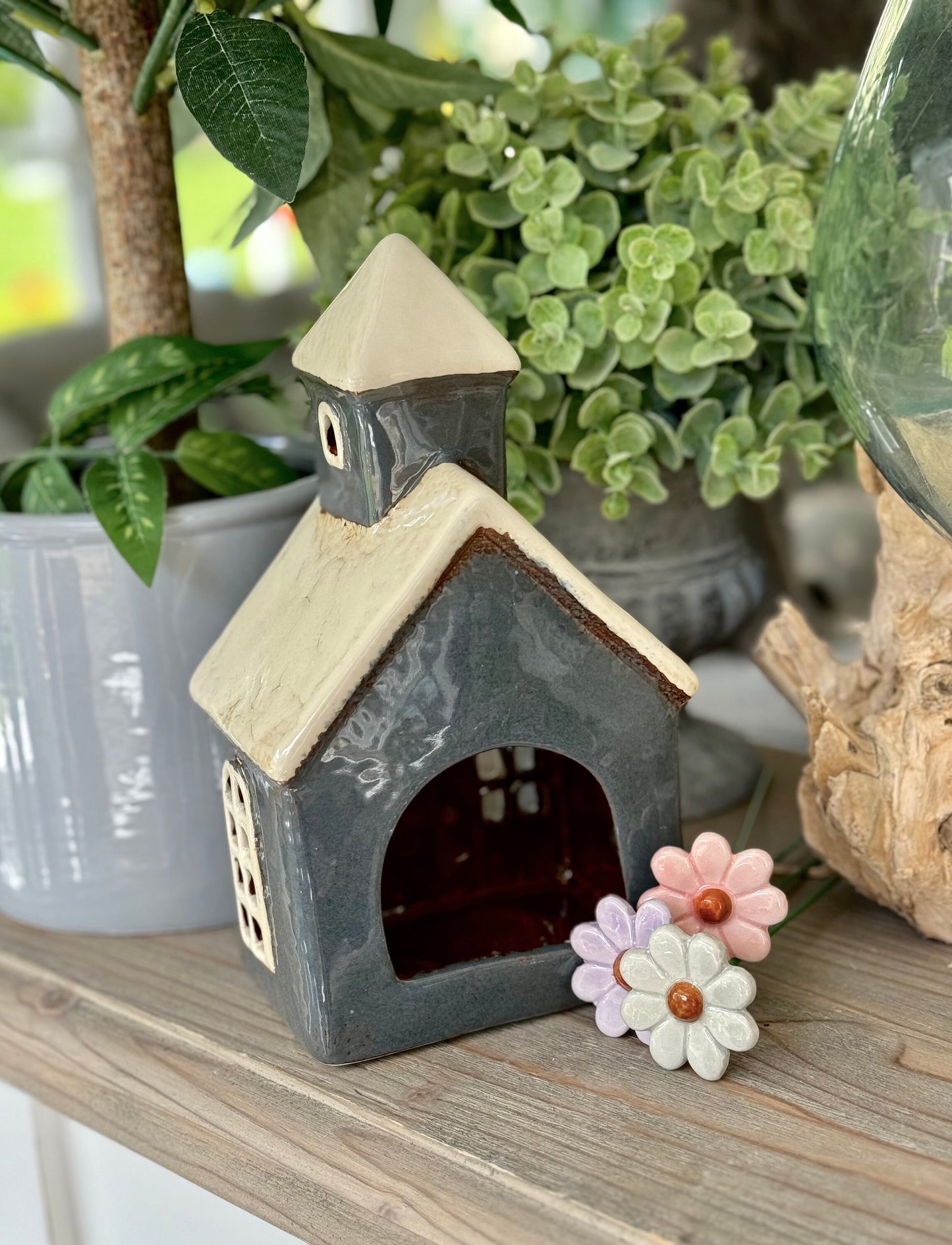 NEW! Blue/Grey Church Tealight House