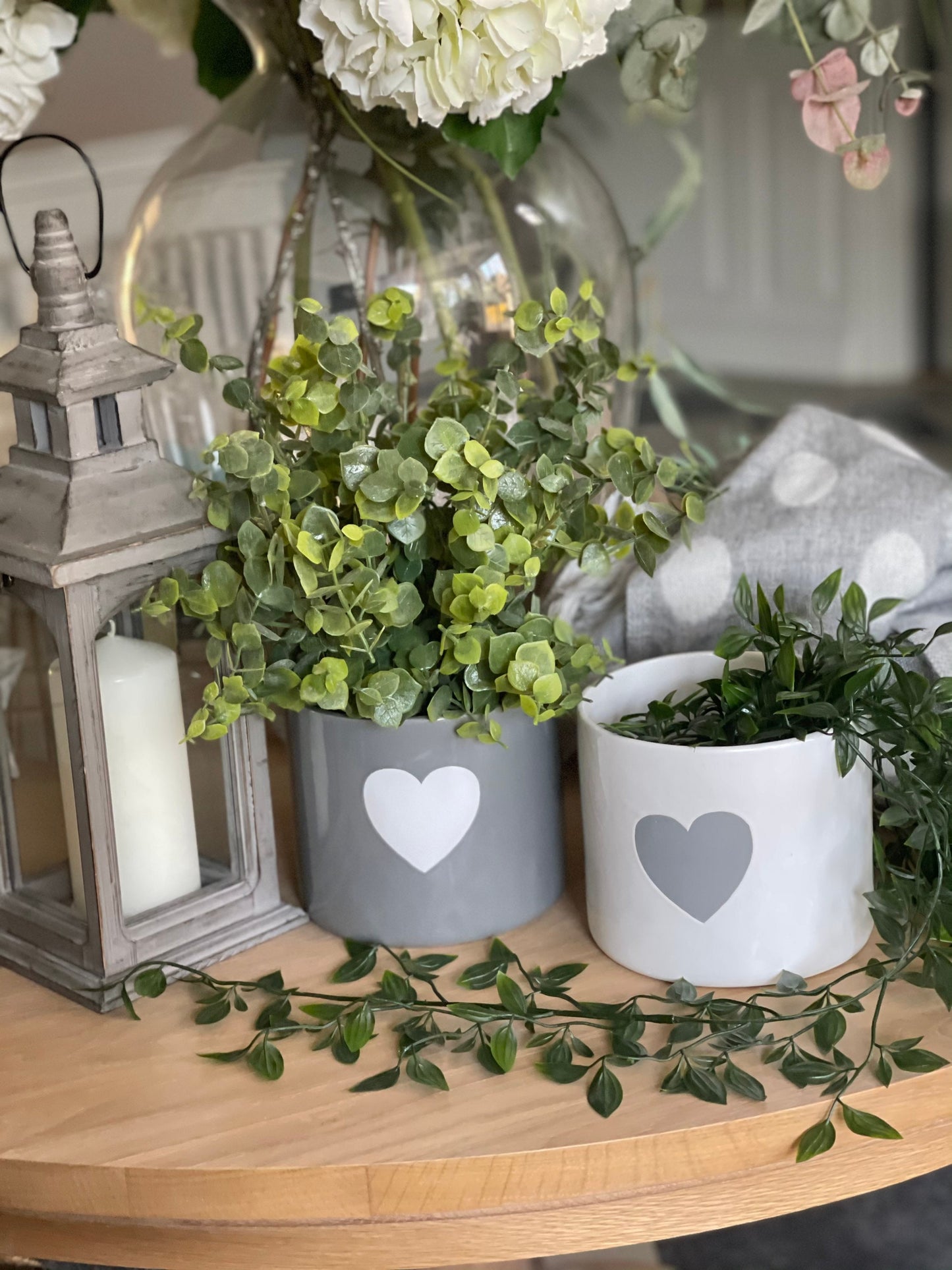 Heart Ceramic Flower Pot - Grey or White