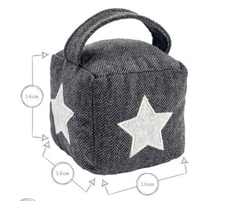 Grey Star Door Stop - Grey Herringbone